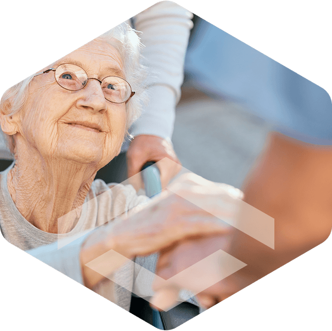 Caregiver with an elderly resident